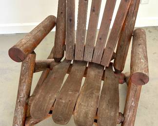 Adirondack Wood Log Rocking Chair 30”w x 41”d x 39”h 16” floor to seat