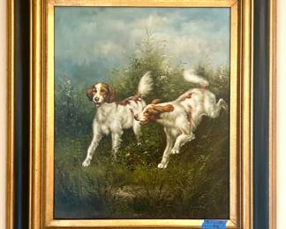 Framed running dogs 30.50”w x 34”h $50