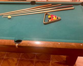 Hawthorne Brunswick Billiards/Pool table with balls rack for sticks 55”wide x 99” long x 32” high $500
