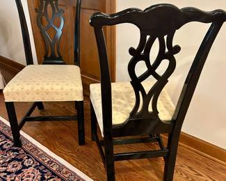 (2) Drexel black lacquered Straight back Dining Chairs $95ea