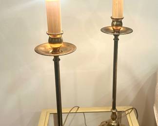 2 Vntg Brass lamps 26”h x 8”w $39ea