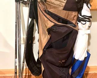 Taylor golf bag $40; 5 pc tailor-made Irons $150