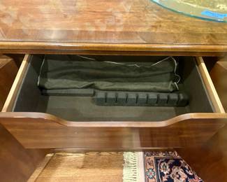 Heritage solid wood buffet cabinet w/ lined silver drawer 86.5”w x 21”d x 31”h $350