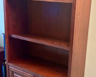 Wood shelf unit w/ bottom cabinet 32.5”w x 14.5d x 71.5”h (2) available at $95ea