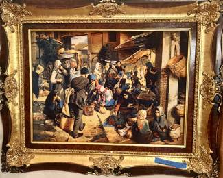 Gold framed Rug Canvas Hossein Gallary 40” x 30” $500