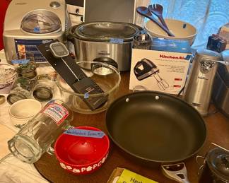 Right to left: DeLonghi icecream maker $40, Cuisinart electric hot tray hi