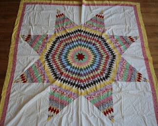 Antique Hand Sewn Lone Star Quilt TOP