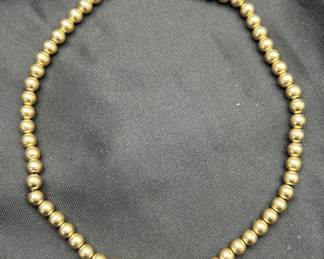 14K Gold Hollow Bead Necklace 16" Total Weight 19.8g