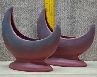 Van Briggle Mulberry Crescent Moon Planters