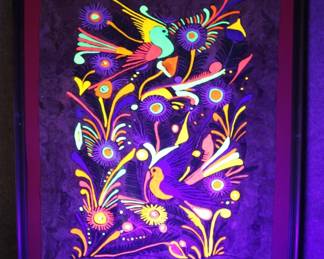 Beautiful UV Reactive Mexican Folk Art Painting