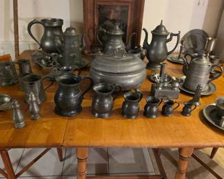 Pewter, many pieces marked