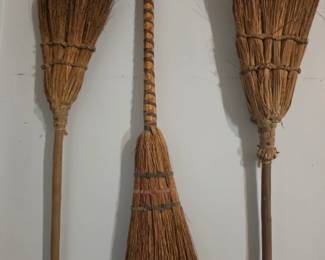 antique handmade brooms