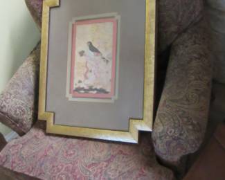 Asian bird print with custom frame
