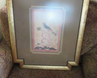 Asian bird print in custom frame