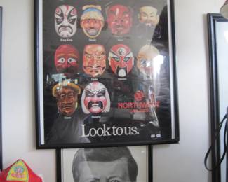 Original Vintage Northwest Covers the faces of Asia large framed poster....JFK framed picture