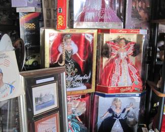 Barbie Dolls new in the boxes ....Framed Boblo Boat and Hudson's  Mich ave bus. picture