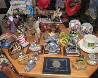 Pewter dragons....John Deere....Book ends.....and more