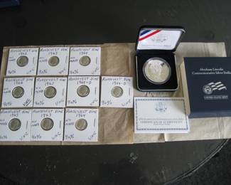 Roosevelt UNC Silver Dimes......Lincoln Proof Silver Dollar