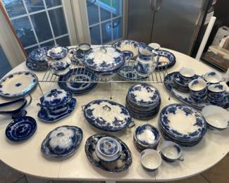Large collection of Flow Blue Antique China