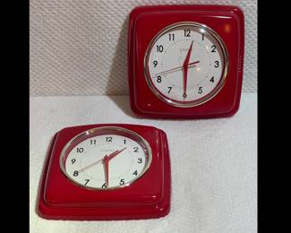 Pair of Retro Red Wall Clocks