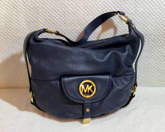 Michael Kors Black Leather Purse with Gold Details
