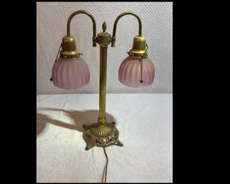 Antique Victorian desk lamp with brass base