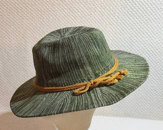 Vintage green woven fedora hat