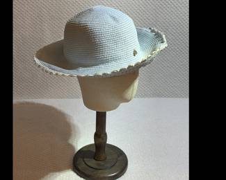 Anne Klein sky blue Ruffled Straw Hat