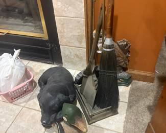 . . . dog figure -- fireplace tool set