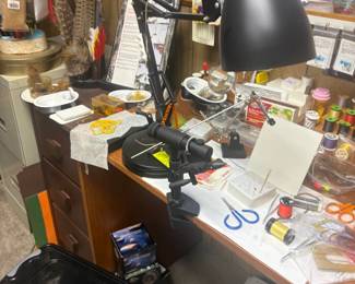 . . . desk lamp and fly tying supplies