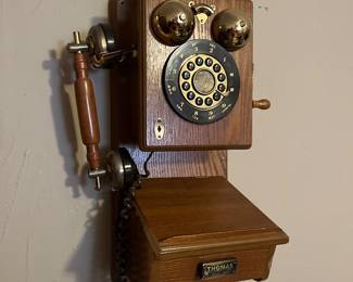 Vintage wooden reproduction of antique wall phone