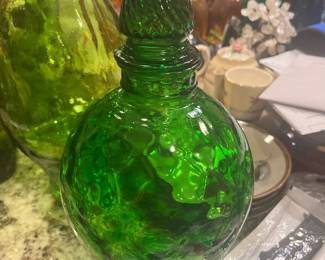 GREEN Wheaton glass bottle decanter