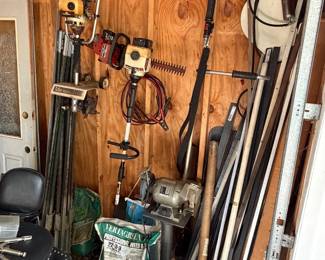 Chainsaw, grinder / polisher, weed whip, rototiller