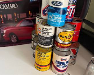 Vintage oil cans, paint sprayer
