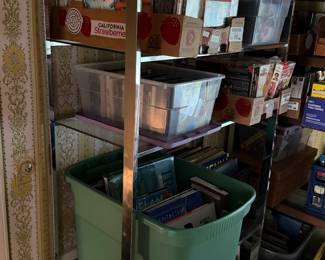 Mid century chrome shelves, DVD's VHS