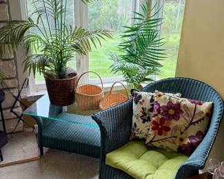 Elegant indoor outdoor green wicker furniture