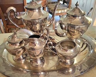 large plated coffee and tea set