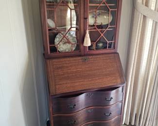 Slat front desk with display, antique 