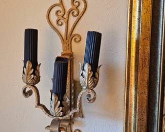 two brass wall candelabras 