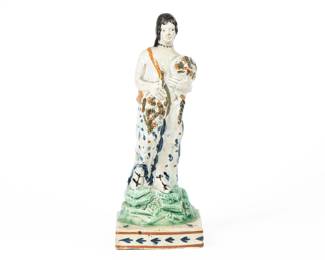 Antique Staffordshire Pearlware Figure Of Summer / Flora - 18th Century