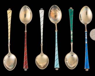 David Andersen Sterling Silver 925 & Enamel Demitasse Spoons - 83 Grams