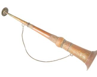 Vintage Tibetan Dungchen Rag-Dung Long Horn Ritual Trumpet With Chain