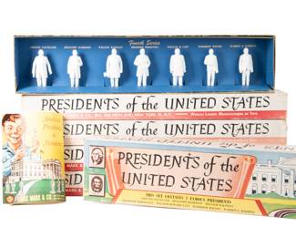Vintage Louis Marx Presidents Of The United States Miniature Figure Sets With Boxes & Booklet