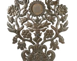 Unique Hand Punched Alter Portapalme W/cherubs & Flowers