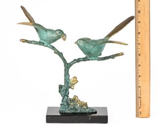 Georges Lavroff (1895 - 1991) Bronze Birds On Branch Sculpture, France