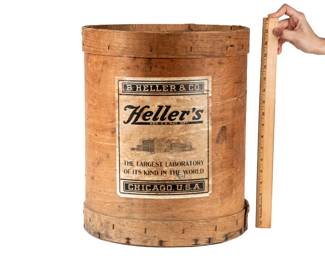  Large Antique B. Heller & Co. Zanzibar Brand 25 Lb. Whole Allspice Wooden Barrel / Container