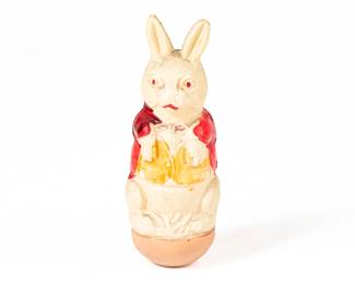  Antique Celluloid Rabbit Bunny Roly-Poly Toy