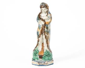  Antique Staffordshire Pearlware "Winter" Figure - Four Seasons - Late 18th Century 