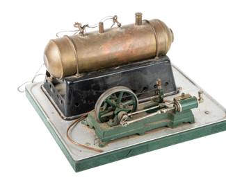  Vintage Live Steam Stationary Engine Model W/ Brass Boiler & Horizontal Engine