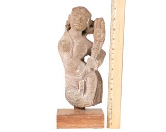Indian Sandstone Figure Of A Yakshi (nature Goddess) Or Surasundari (celestial Beauty)